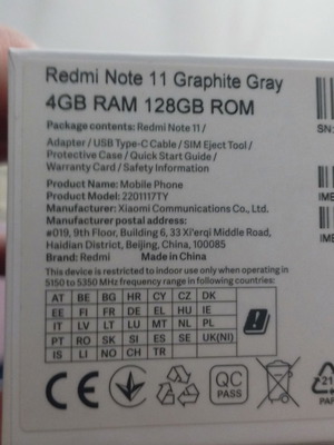 Redmi Note 11 μεταχειρισμένο, γκρι, 128GB, Dual SIM