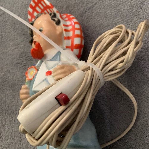 Table lamp used porcelain 1960s with 2.5m cable and switch