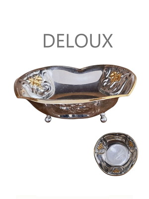 Vintage silver-plated fondue bowl with 24K gold details like new