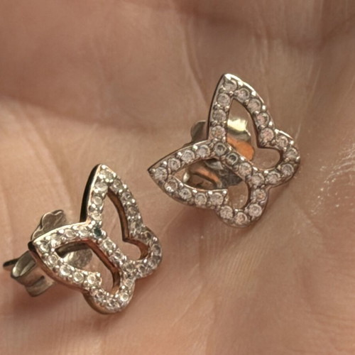Silver stud butterfly earrings 925