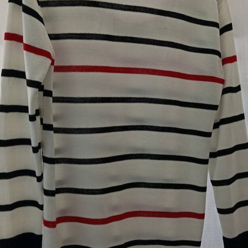 Women's thin striped sweater like new, white with red and black stripes
