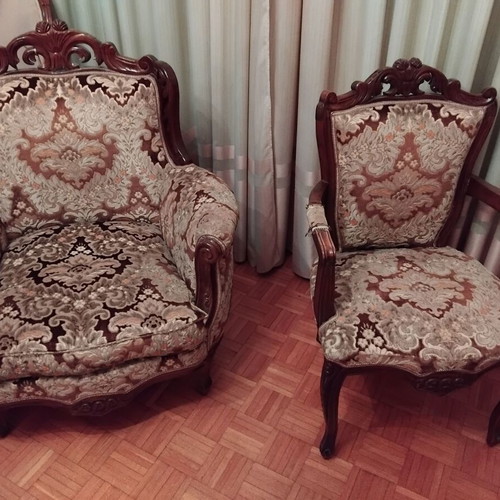 Ludoviko living room set with sofa, chairs and marble tables