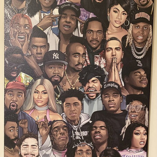 Hip hop icons poster mounted on wood
