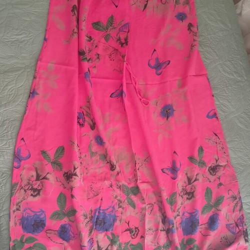 Maxi beach dress like new, bright pink with blue-green flowers, size S