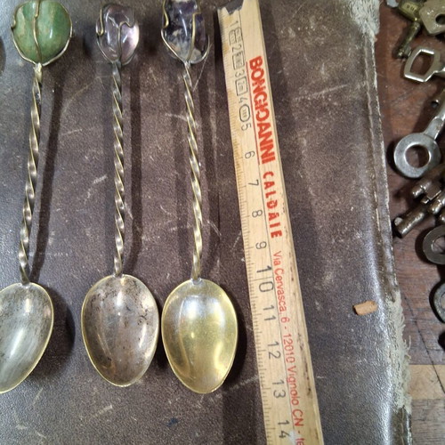 Teaspoons with semi-precious stones set of 6 used