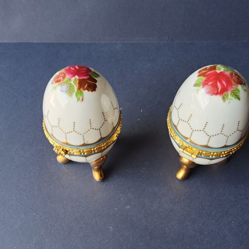 Limoges porcelain egg set vintage, used, 2 pieces