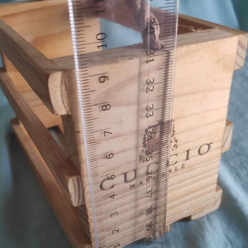 Cuccio Naturale Mini wooden crate with rope handle new