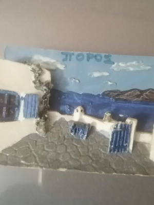 Poros Saronikos souvenir magnet new, made of clay