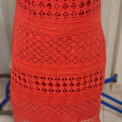 John Rocha coral broderie anglais dress cotton lined size UK 12 M like new
