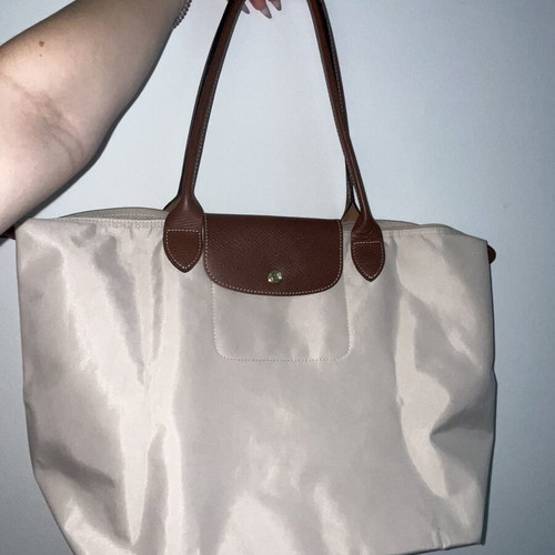 Longchamp shoulder bag used, white and beige