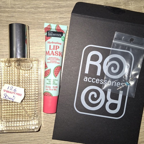 Soul Type Perfume 50 ml, Watermelon Lip Balm and Blue Rhinestone Earrings New