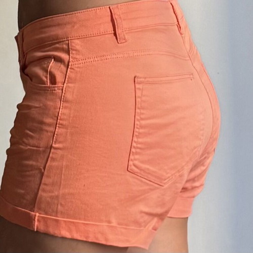 H&M orange fabric shorts, size 38
