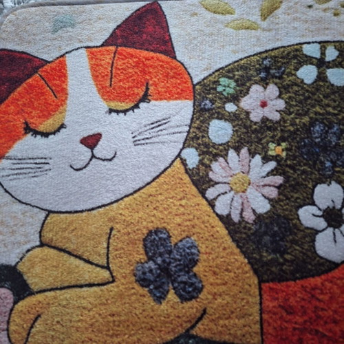 Soft bathroom or door mat with cat design, new, 40x60 cm