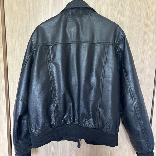 Vintage black leather jacket used, size XXL