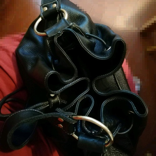 Leather shoulder bag like a pouch in like new condition, black