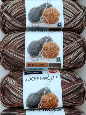 Sockenwolle knitting yarn set of 5, wool blend for socks
