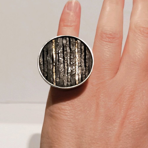 Silver 925 handmade ring used with gold details Katarina Cudic