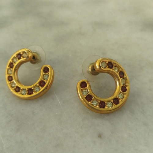 Swarovski vintage swirl earrings with jonquil and topaz crystals
