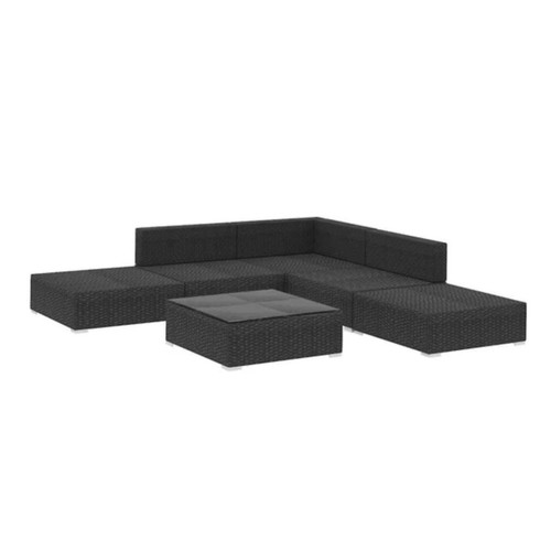 Outdoor 8-seat black garden sofa