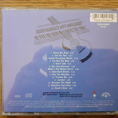 10,000 Maniacs MTV Unplugged CD like new, rock