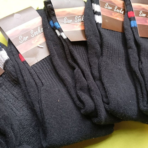 Men's socks new, pack of 5 pairs, cotton, black with stripes