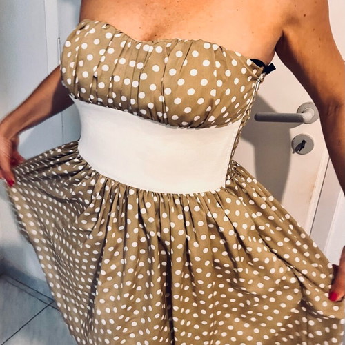 Zic Zac polka dot dress size S used, beige with tulle