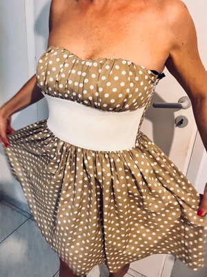 Zic Zac polka dot dress size S used, beige with tulle