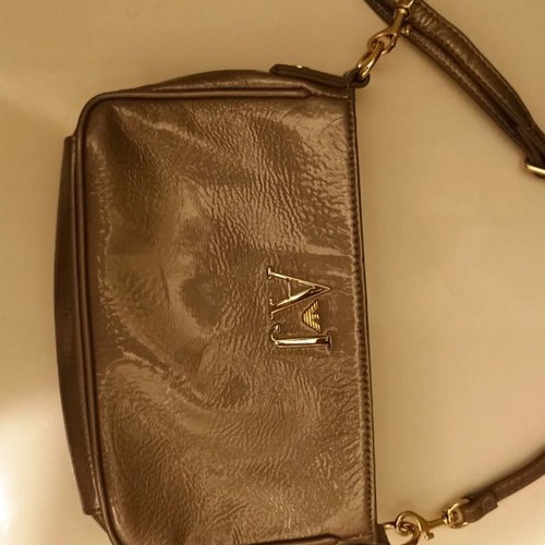 Armani Jeans crossbody bag used, patent leather dusty milo-gray