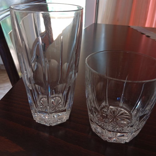 Crystal glasses set of 12, 6 tall and 6 short