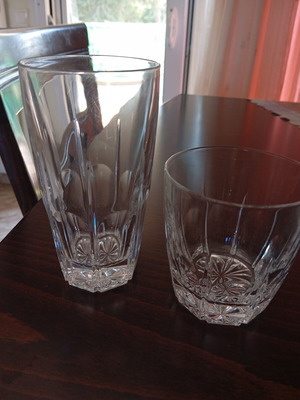 Crystal glasses set of 12, 6 tall and 6 short