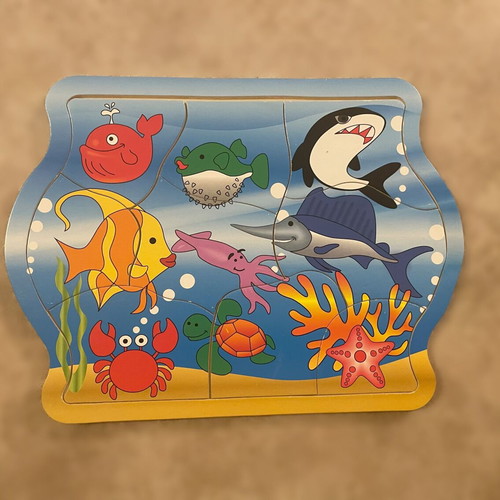Wooden kids puzzle sea animals like new