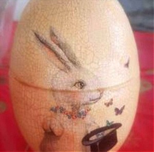 Πασχαλινο αυγο κεραμικο ντεκουπαζ κρακελε χειροποιητο