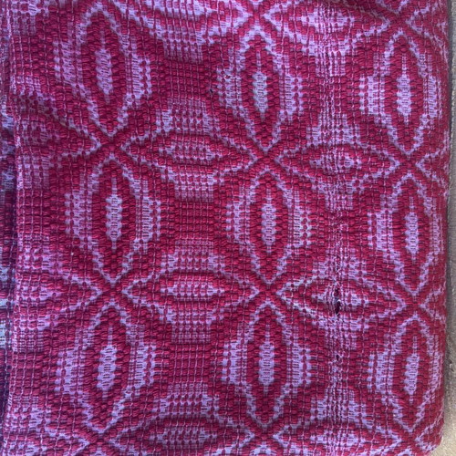 Wool woven blanket used, red with traditional pattern