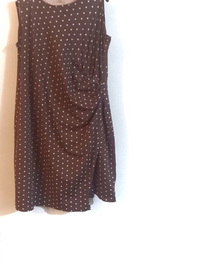 Talbots XXL dress, brown with salmon polka dots, elastic fit