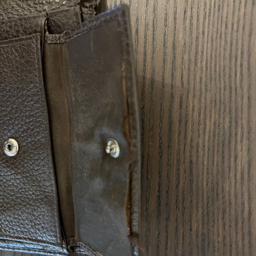 Sergio Tacchini men's leather wallet used, dark brown