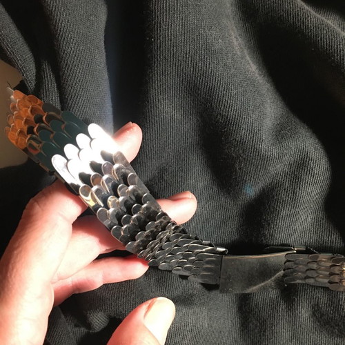 Silver elastic belt worn once