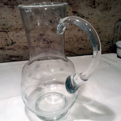 Crystal water jug from 1960 like new with carved decoration