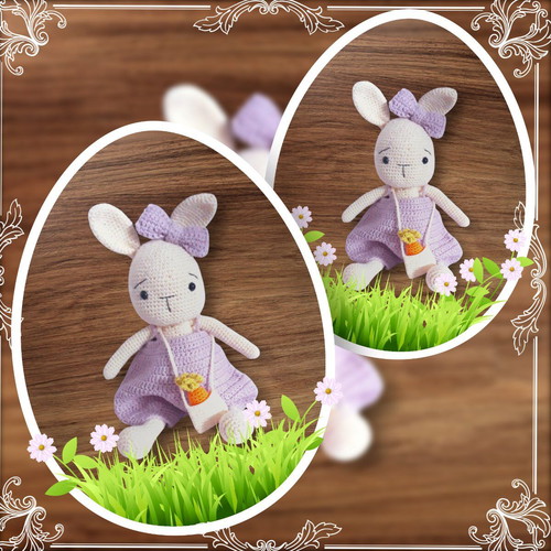 Handmade stuffed bunny toy new, crocheted with cotton yarns