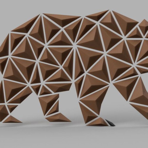 Geometric Bear Wall Art made to order, 1 meter, 3D minimal design
