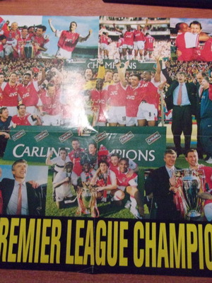 Arsenal Premier League Champions 1998 Poster large double-sided Newcastle