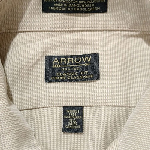Arrow USA 1851 men's shirt like new, beige micro-check classic fit