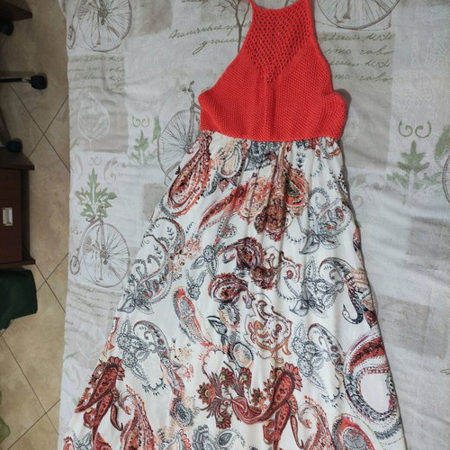 Hype long dress like new, summer style with knitted top and paisley pattern
