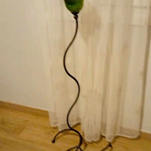 Candlestick floor standing with blown glass, like new