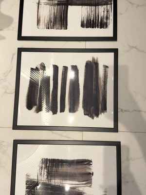 Pictures with frames black and white 50x70 used, set of 3 from Ikea