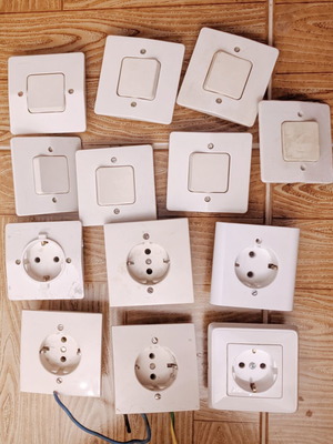 Schuko switches and sockets set used, pack of 13, white