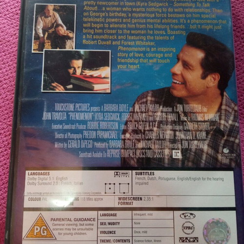 Phenomenon John Travolta DVD like new, adventure fantasy, subbed