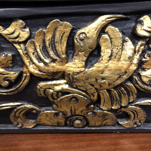 Wooden carved box like new with bird and fish theme