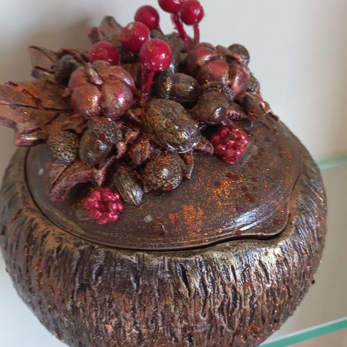 Christmas decoration ceramic acorn 15 cm new