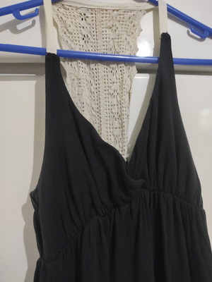 Μακρύ γυναικείο φόρεμα L3 / S-M μεταχειρισμένο, μαύρο και μπεζ