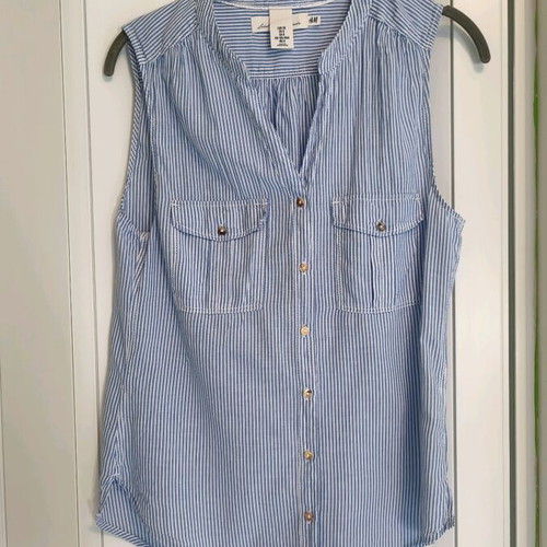 H&M Sleeveless Striped Shirt 100% Cotton Like New